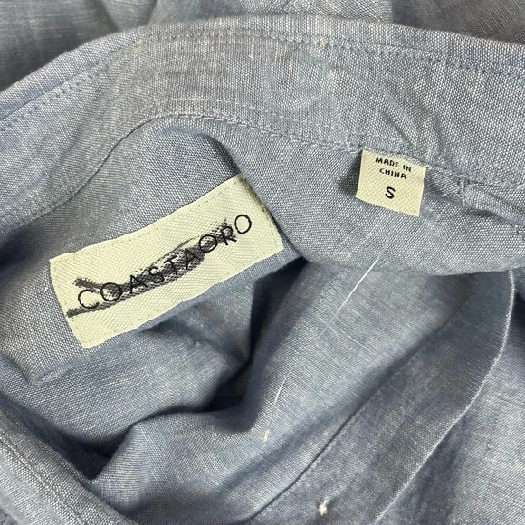 NEW Coastaoro Shirt Mens Small Blue Short Sleeve Shirt Button Up NWOT mark - Picture 4 of 9